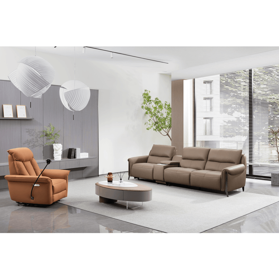 Fleurette Genuine Leather Recliner Sofa - Maxi Home Furnishing