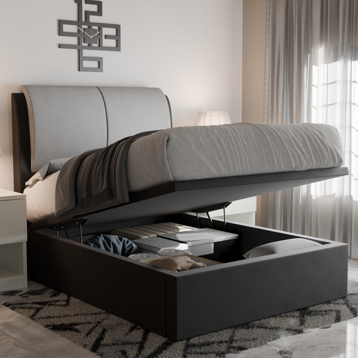 Xanie Fabric Storage Bed Frame