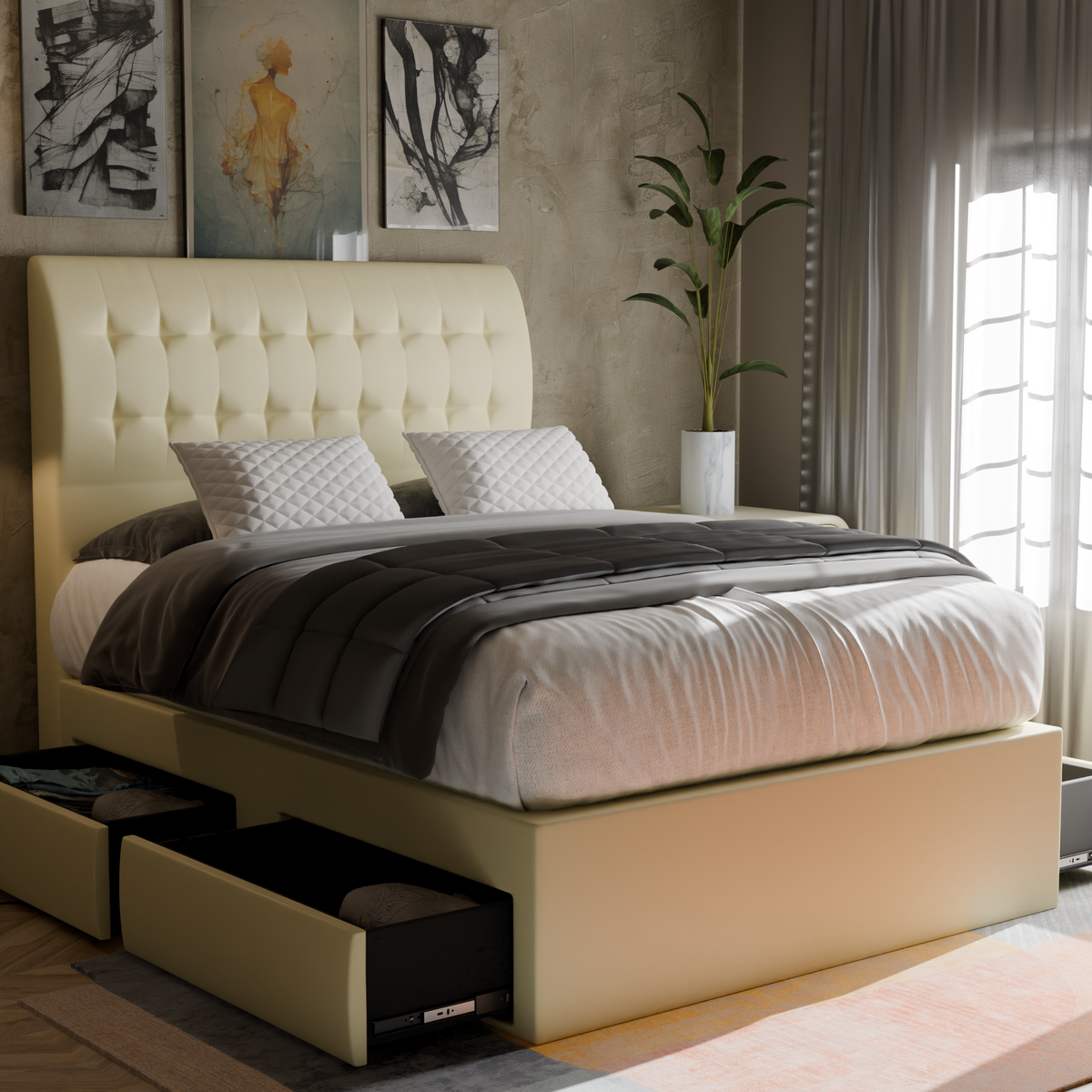 Orlando Faux Leather Drawer Bed Frame