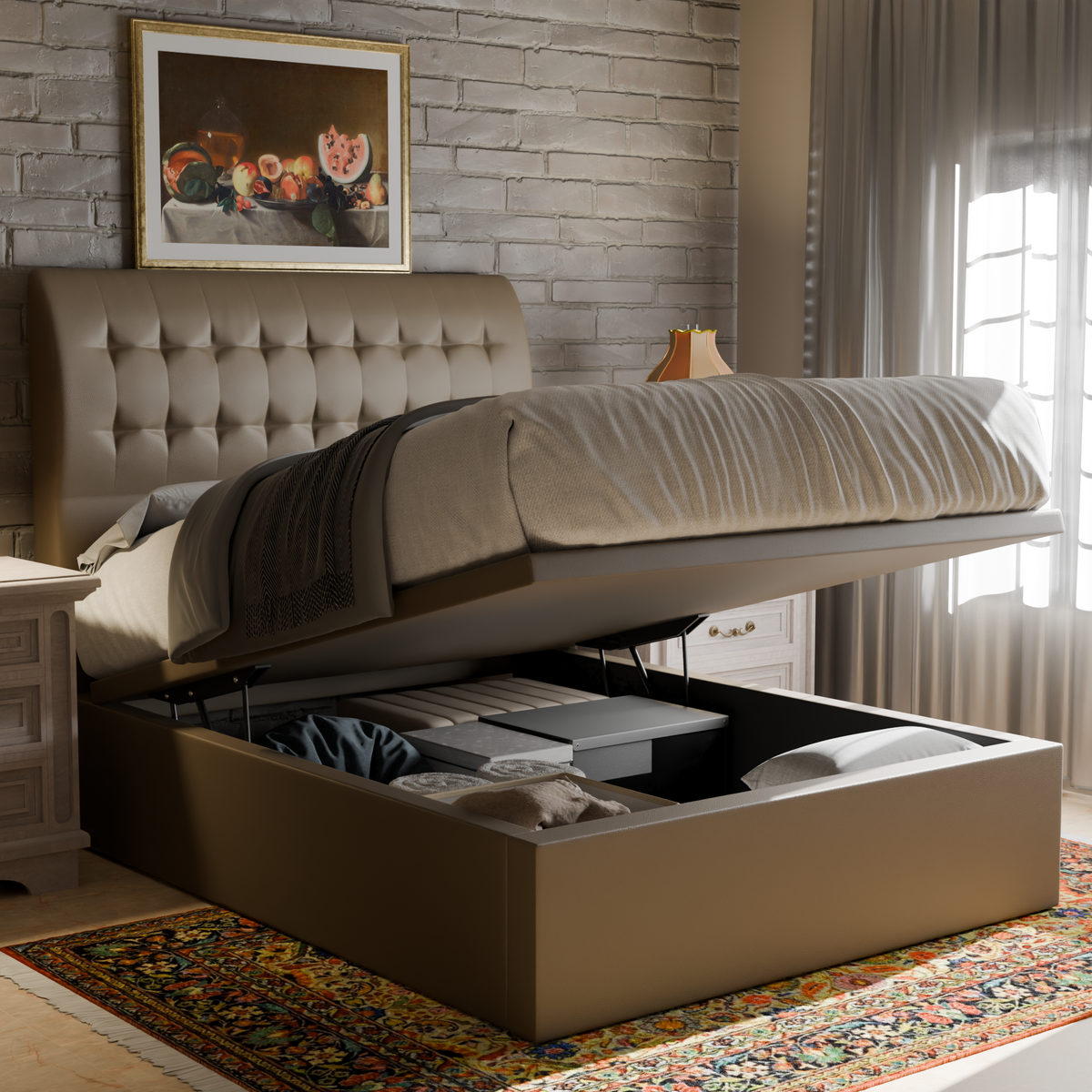 Orlando Faux Leather Storage Bed Frame