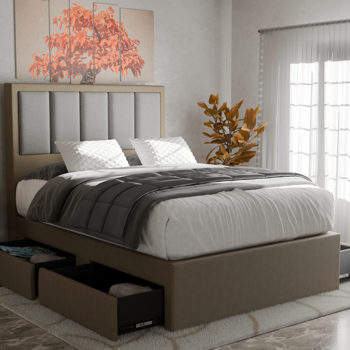 Torian Fabric Drawer Bed Frame