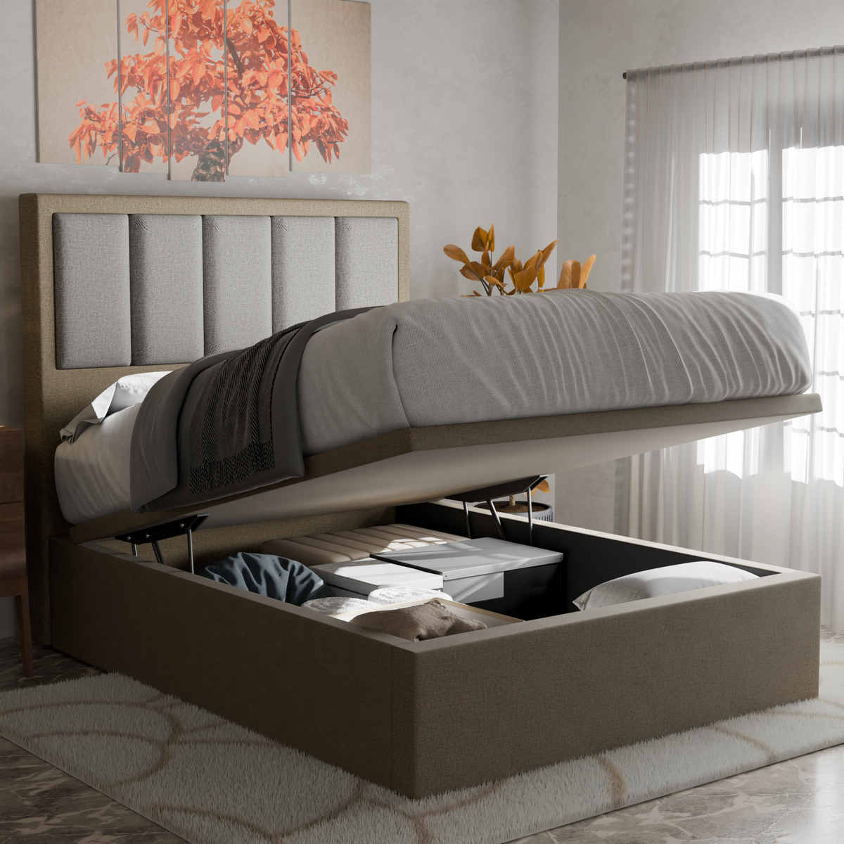 Torian Fabric Storage Bed Frame