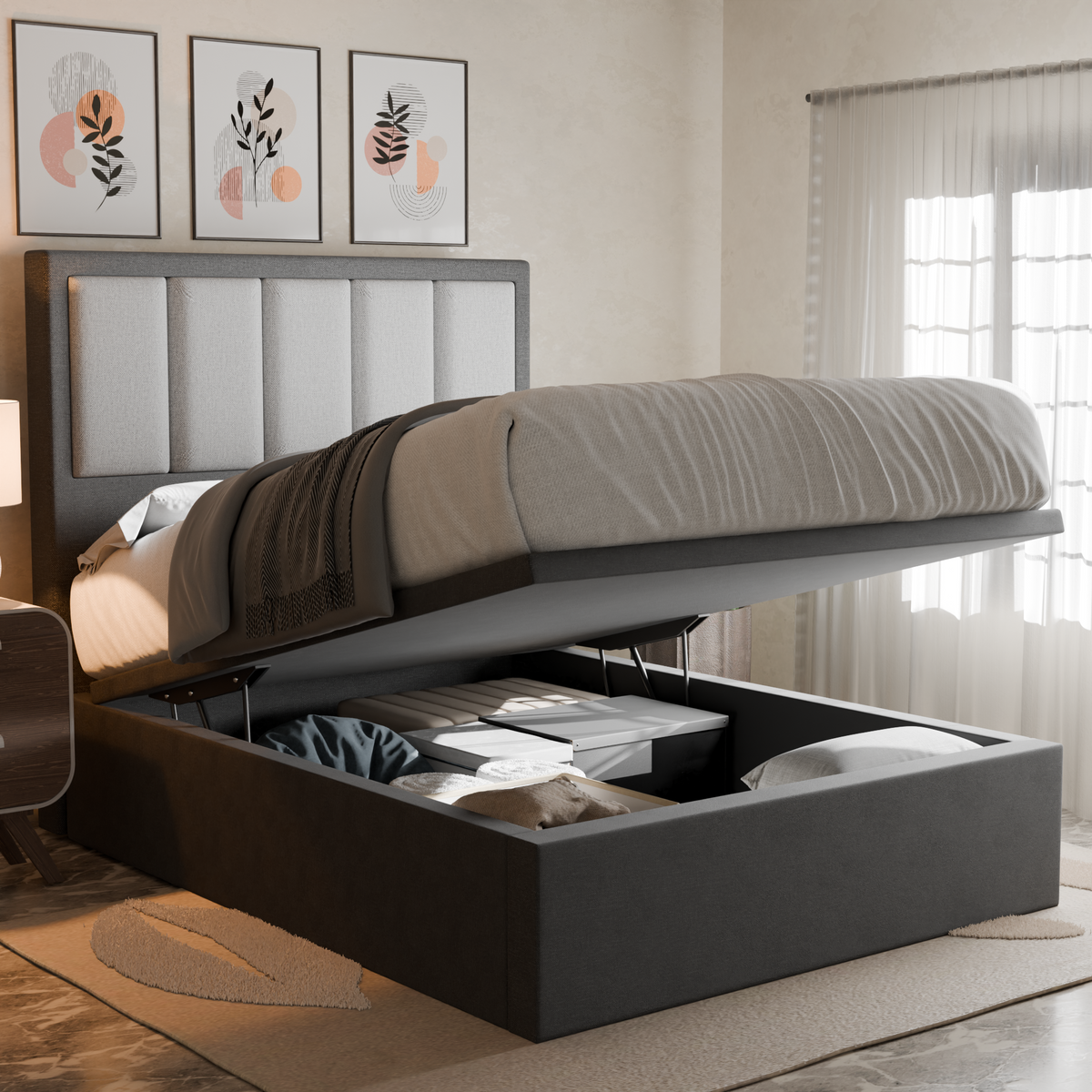 Torian Fabric Storage Bed Frame