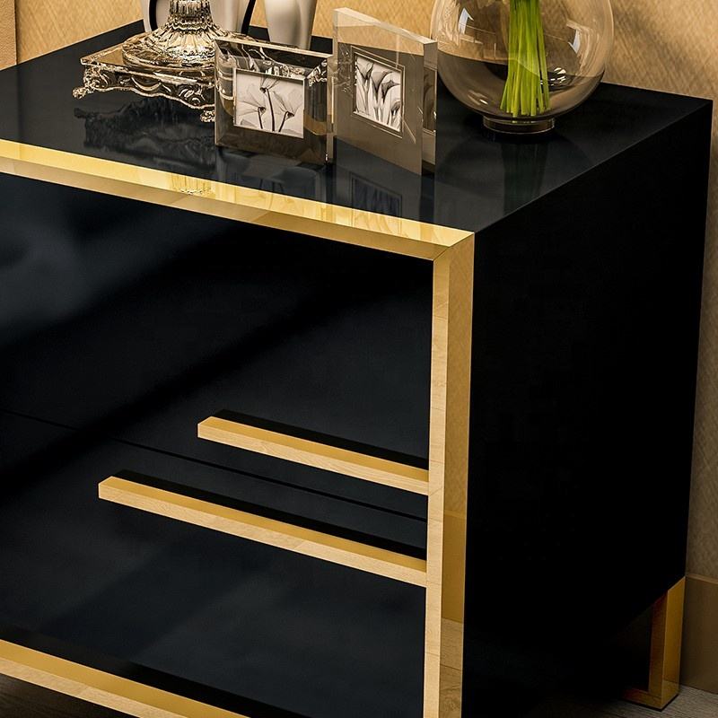 Jino Black Bedside Table