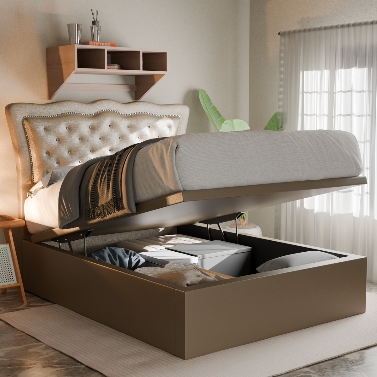 Cresson Faux Leather Storage Bed Frame