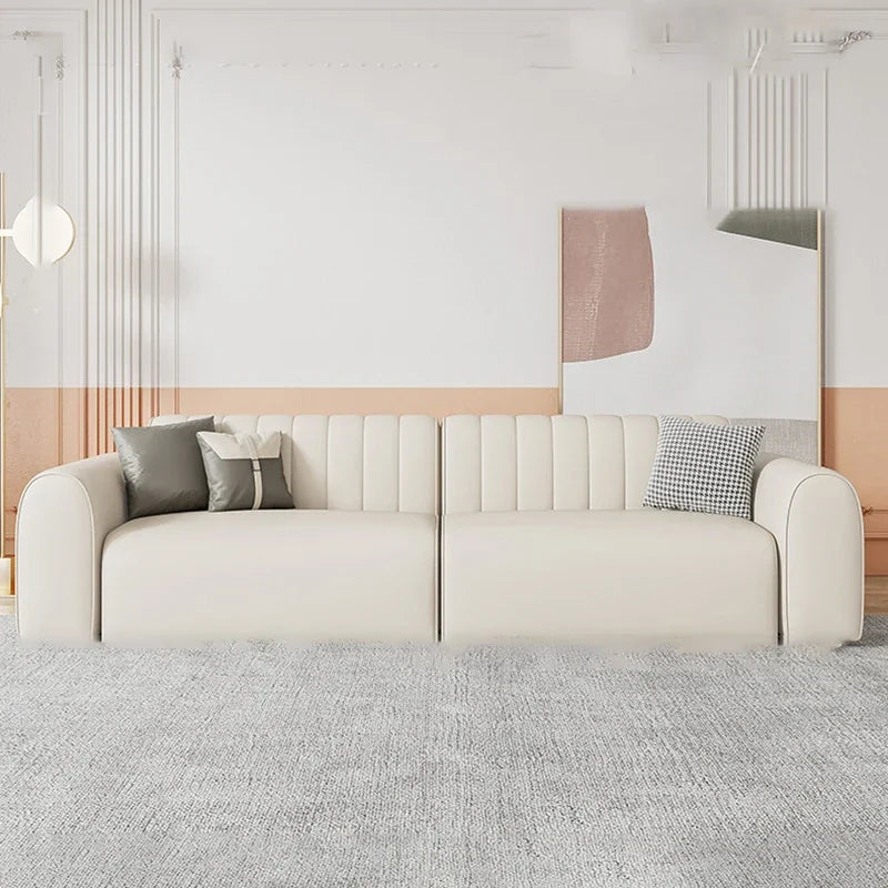 Elda Cream Leathaire Sofa