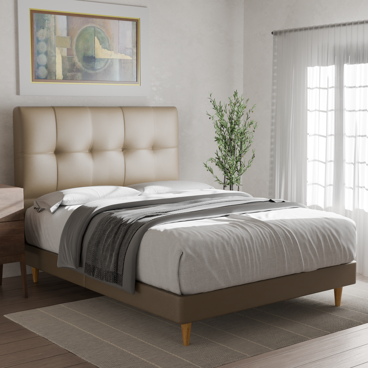 Zerith Faux Leather Bed Frame