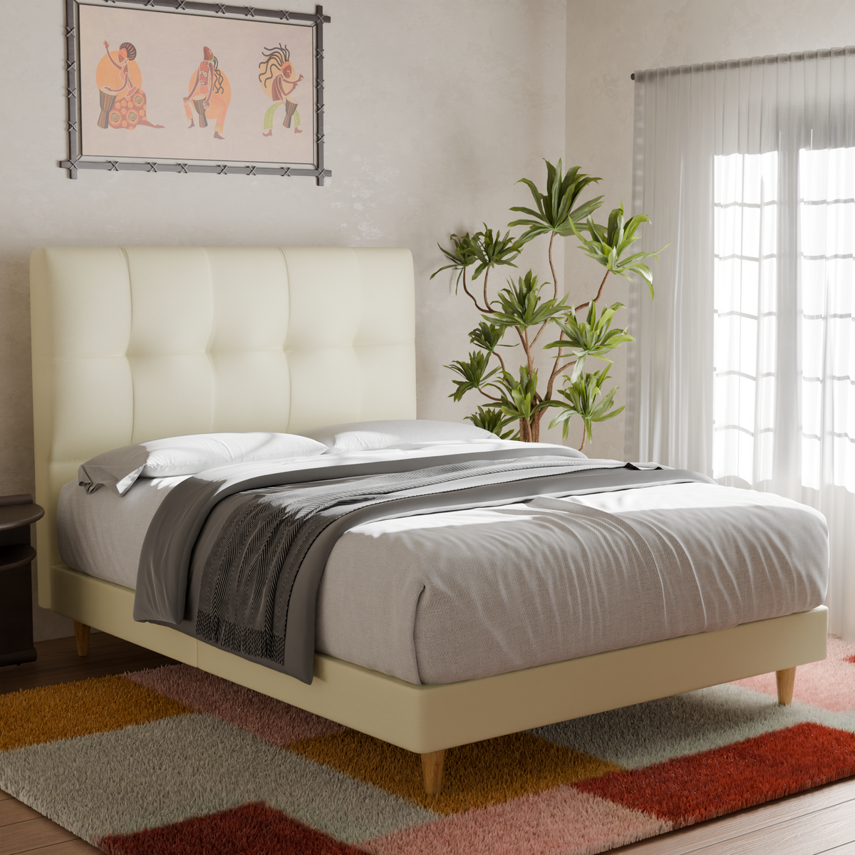 Zerith Faux Leather Bed Frame