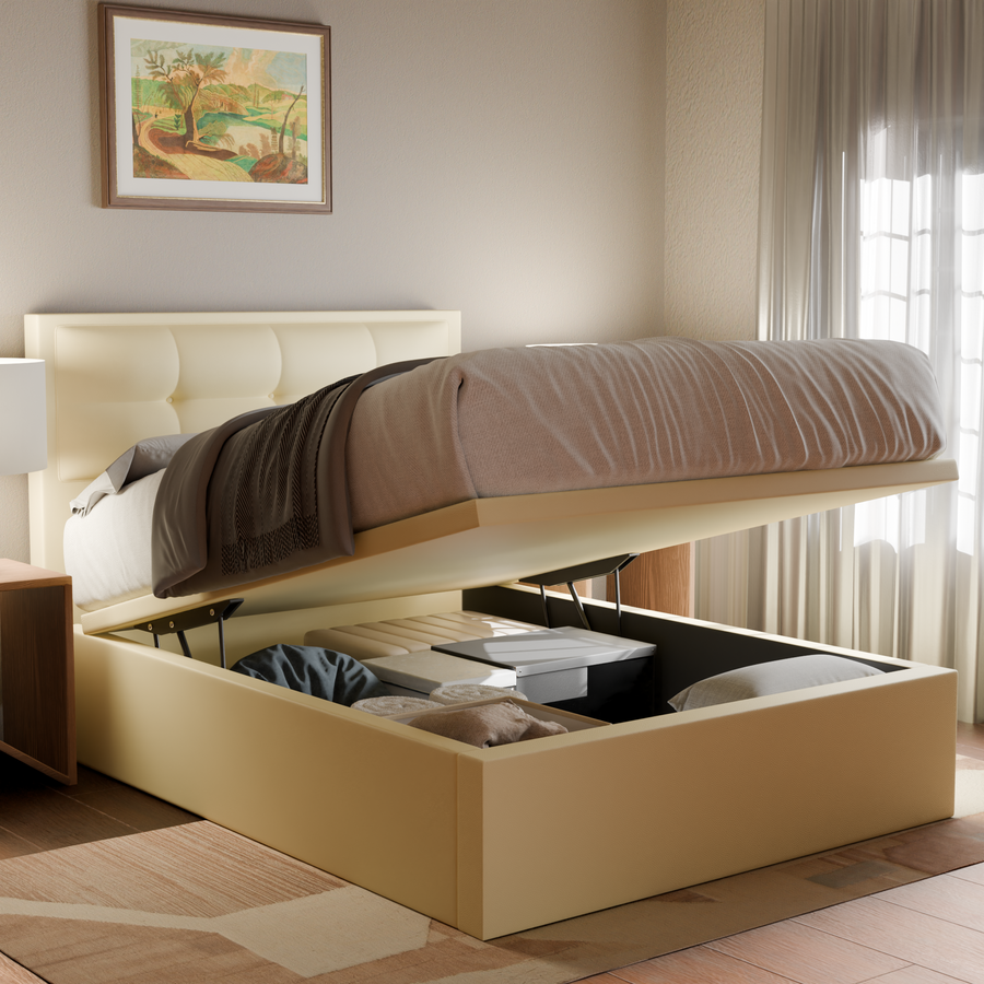 Melina Faux Leather Storage Bed Frame