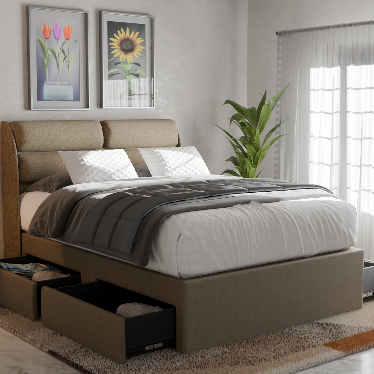 Zyler Fabric Drawer Bed Frame