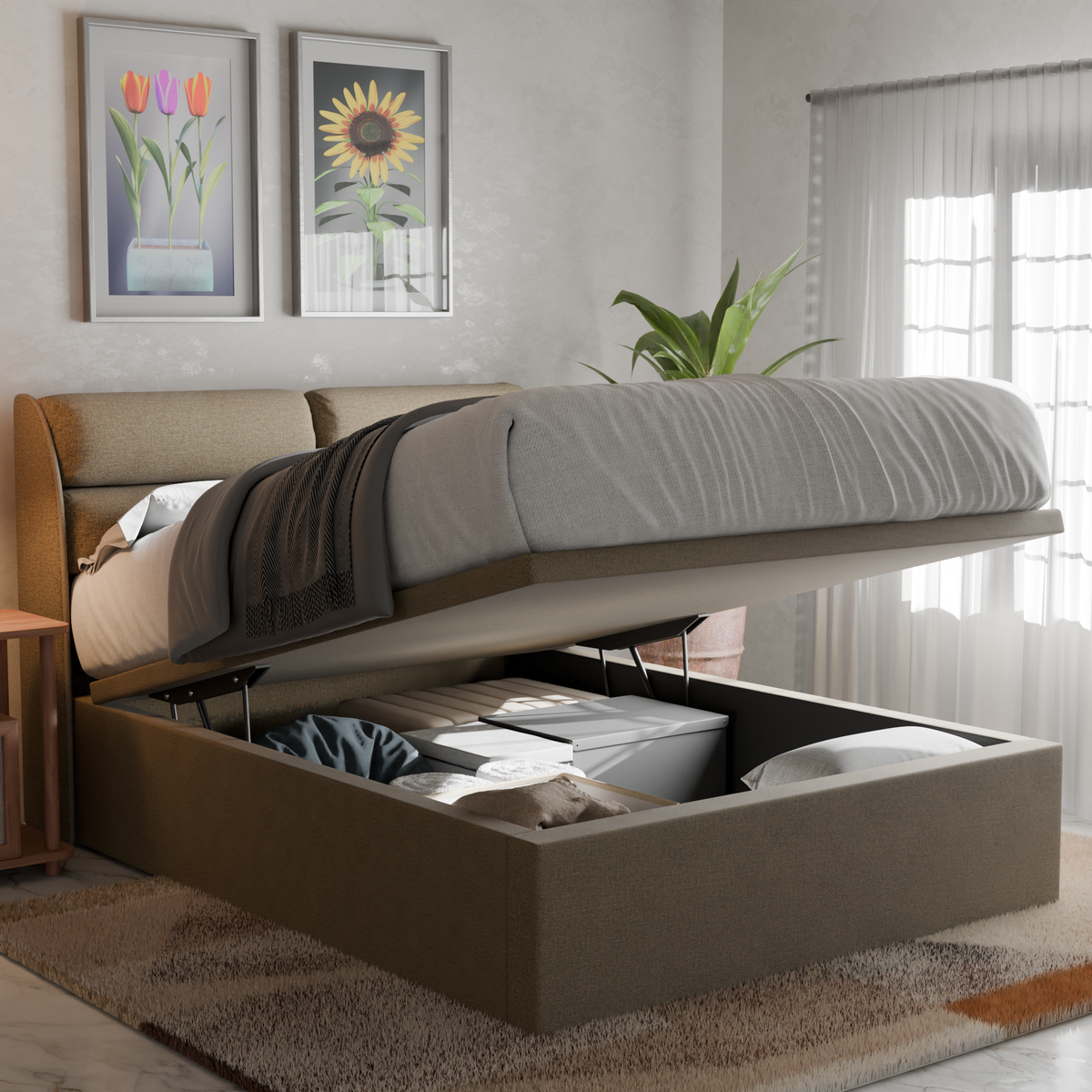 Zyler Fabric Storage Bed Frame