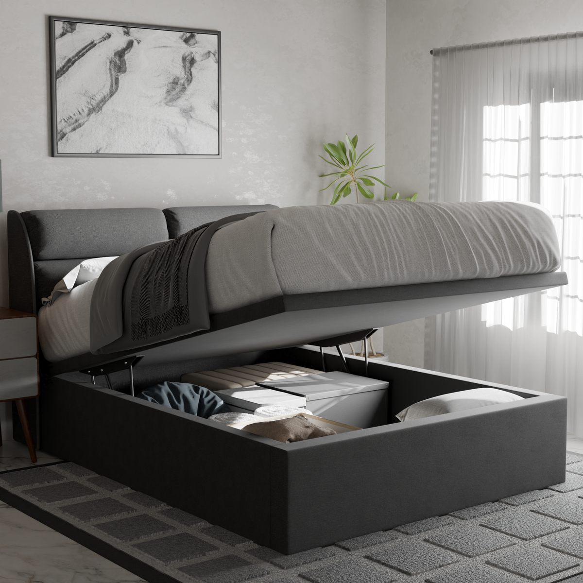 Zyler Fabric Storage Bed Frame