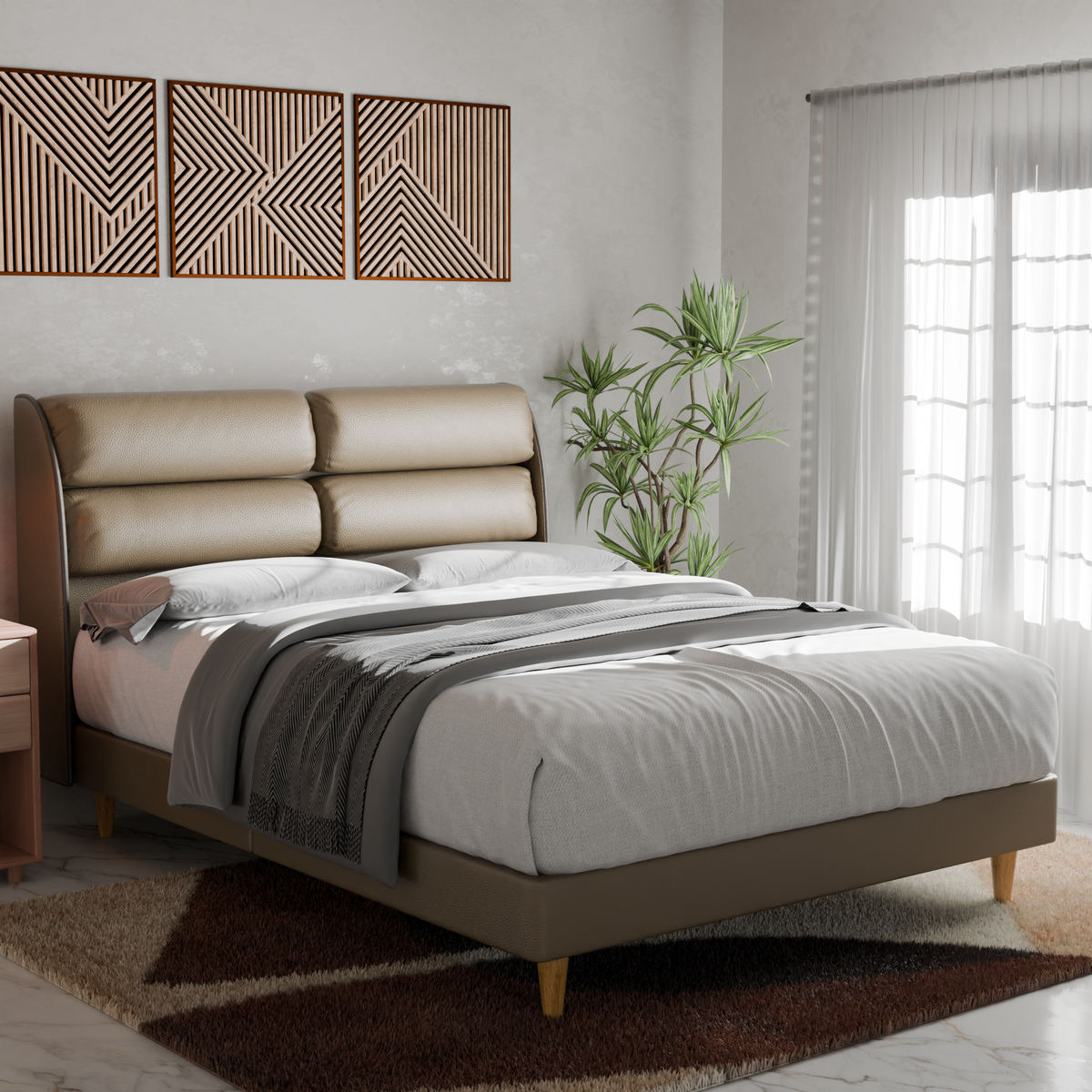 Zyler Faux Leather Bed Frame