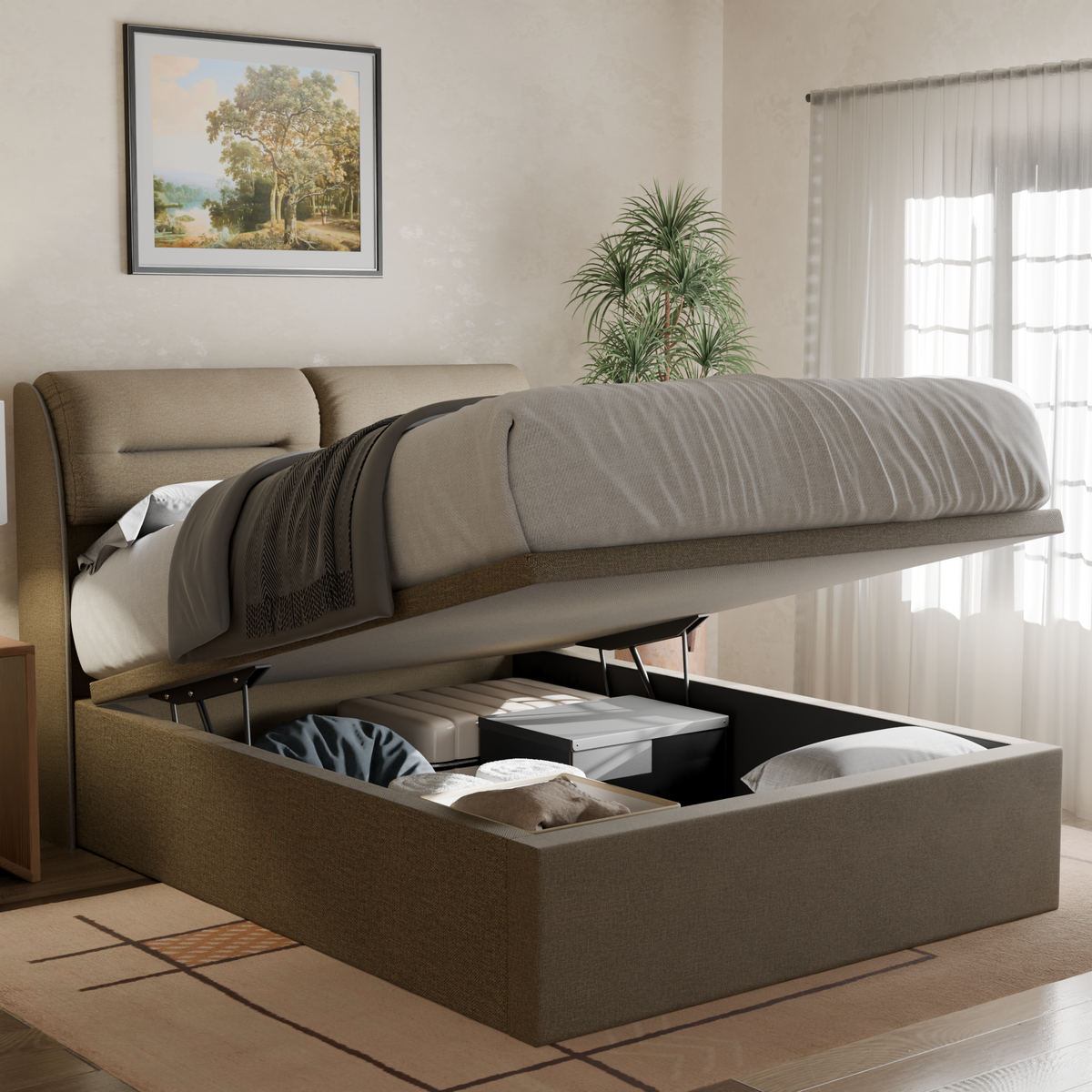 Lynara Fabric Storage Bed Frame