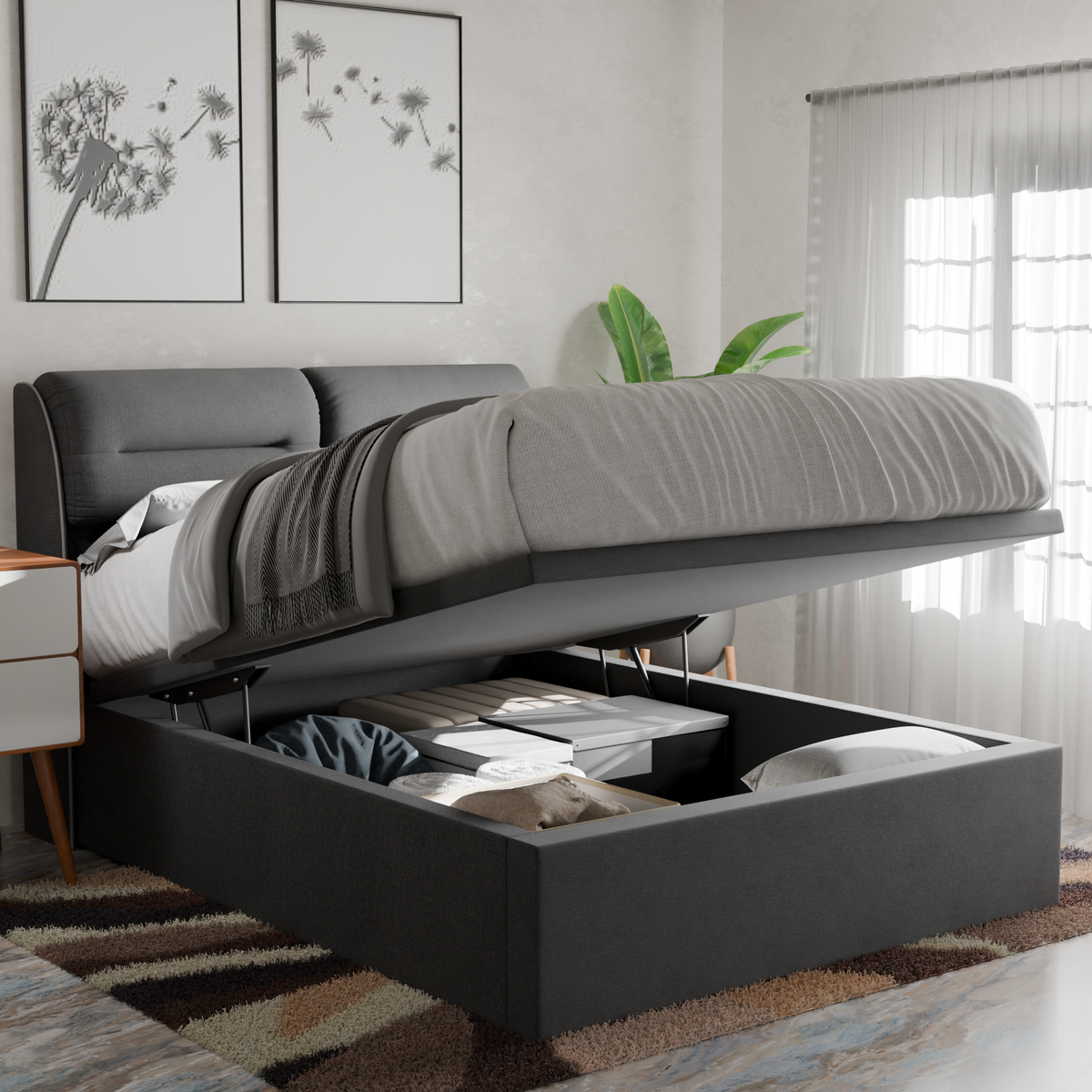 Lynara Fabric Storage Bed Frame