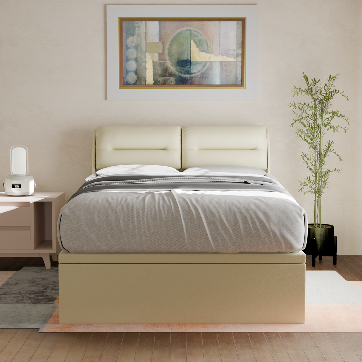 Lynara Faux Leather Storage Bed Frame