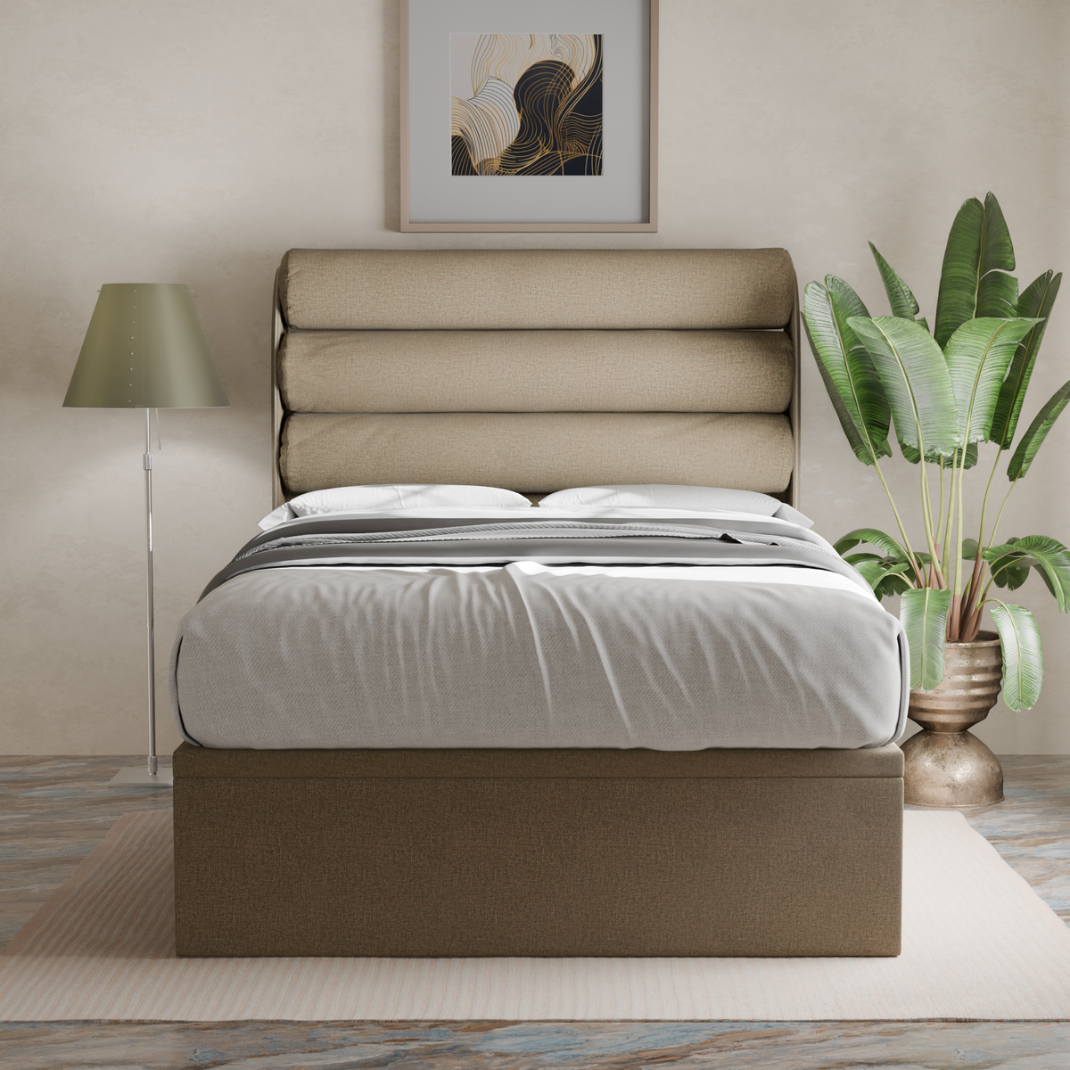 Jovian Fabric Storage Bed Frame