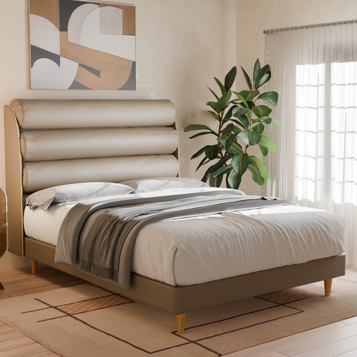 Jovian Faux Leather Bed Frame