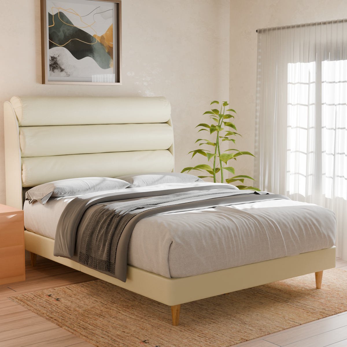 Jovian Faux Leather Bed Frame