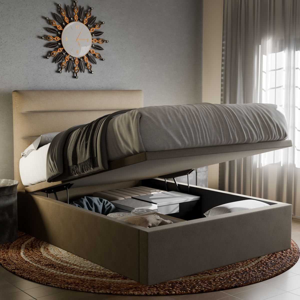 Bernie Fabric Storage Bed Frame