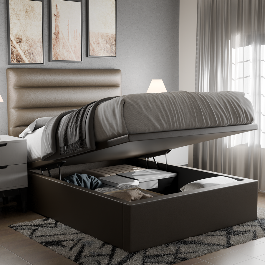 Bernie Faux Leather Storage Bed Frame