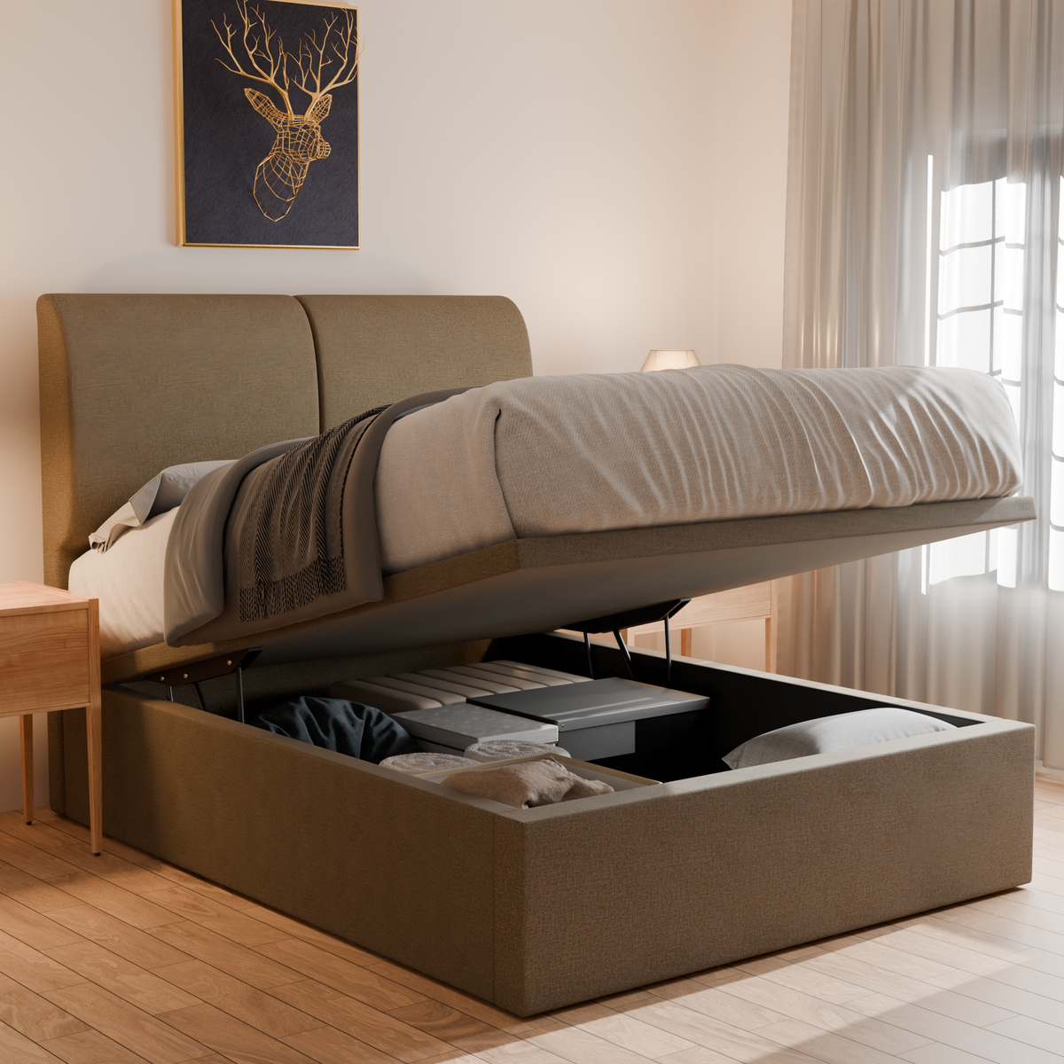 Konelle Fabric Storage Bed Frame