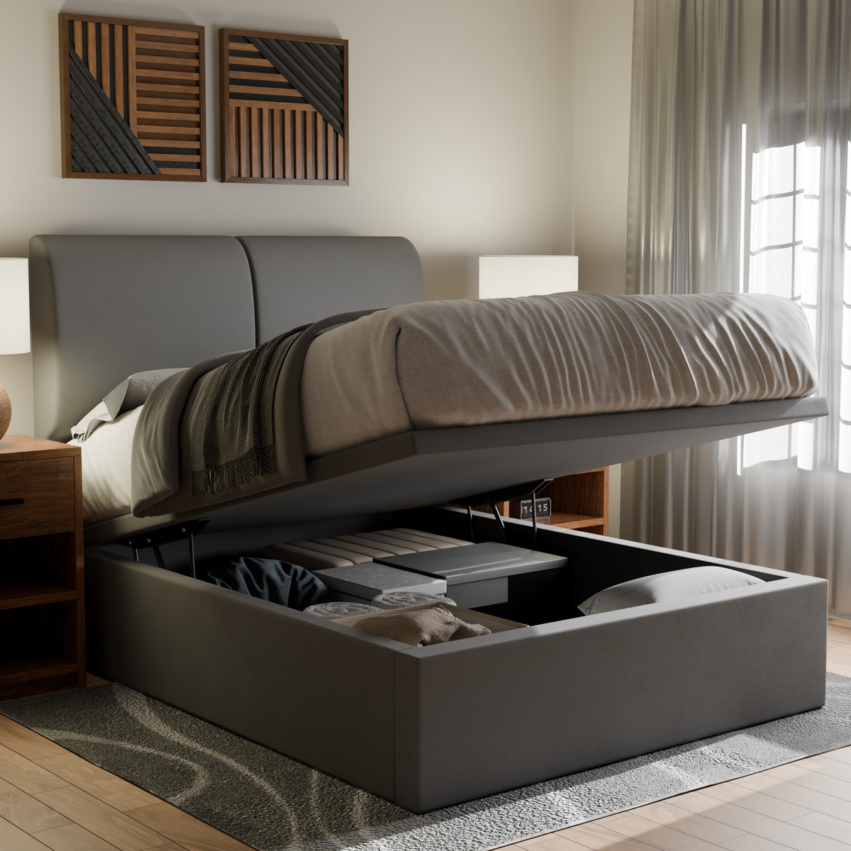 Konelle Fabric Storage Bed Frame