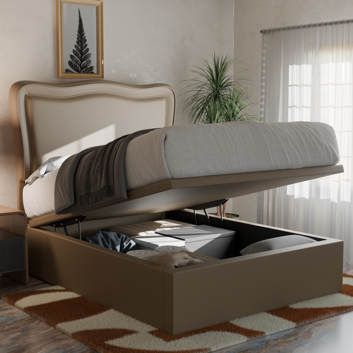 Freyla Faux Leather Storage Bed Frame