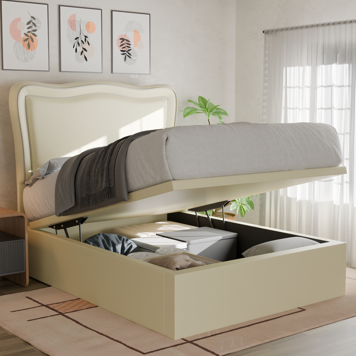 Freyla Faux Leather Storage Bed Frame