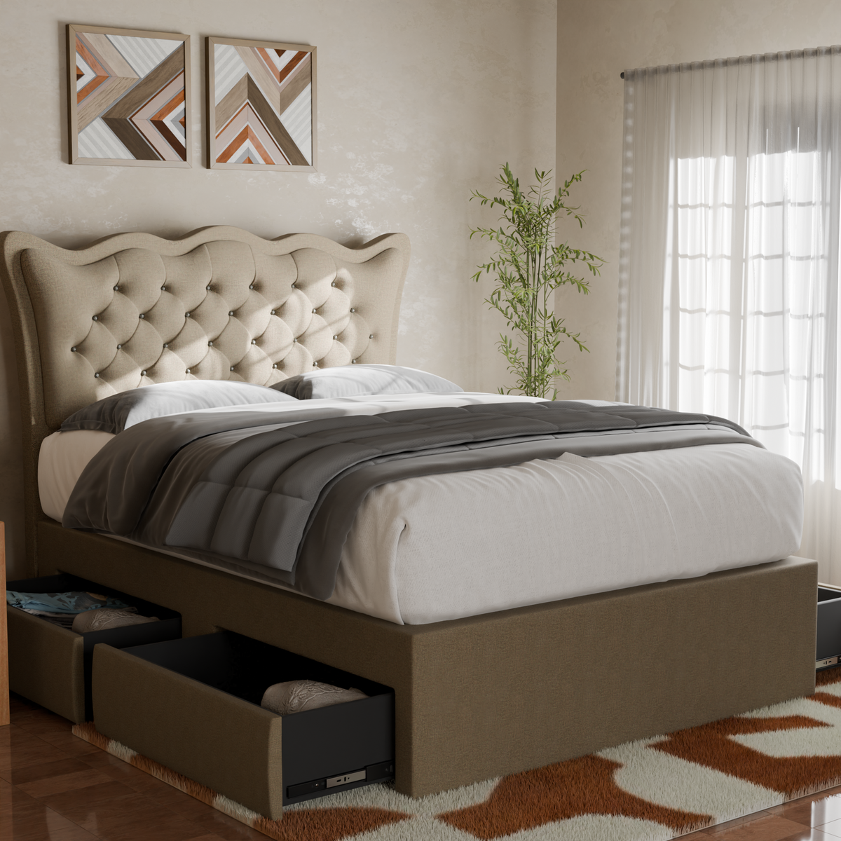 Harlen Fabric Drawer Bed Frame