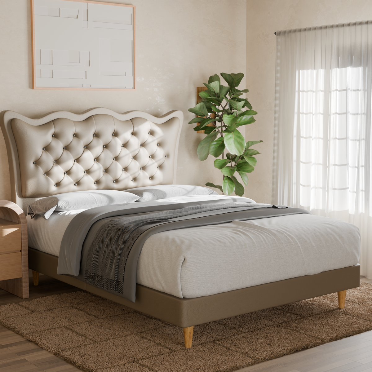 Harlen Faux Leather Bed Frame