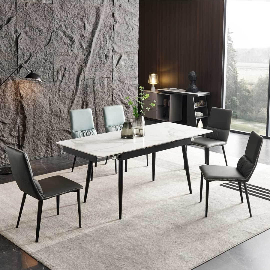 Agnello Glossy Sintered Stone Extendable Dining Table - Maxi Home Furnishing