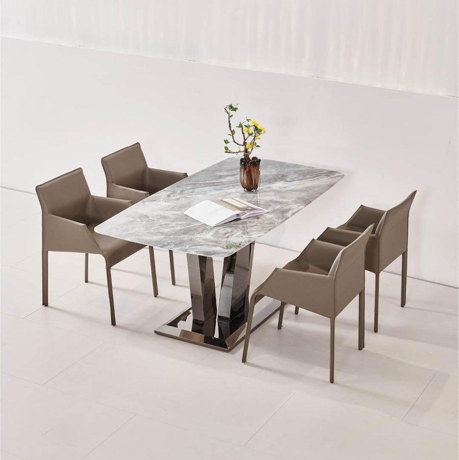 Azzura Glossy Sintered Stone Dining Table (140cm/160cm/180cm) - Maxi Home Furnishing