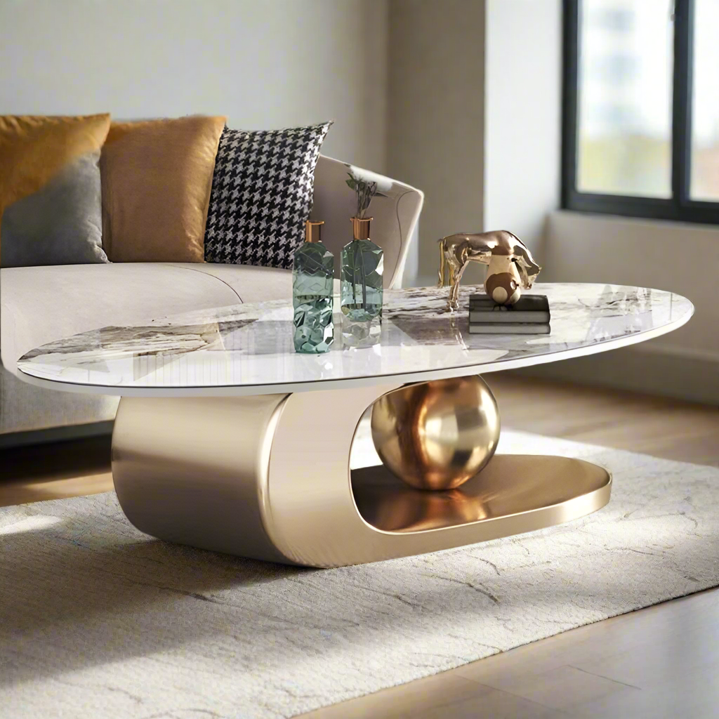 Zephyra Glossy Sintered Stone Coffee Table