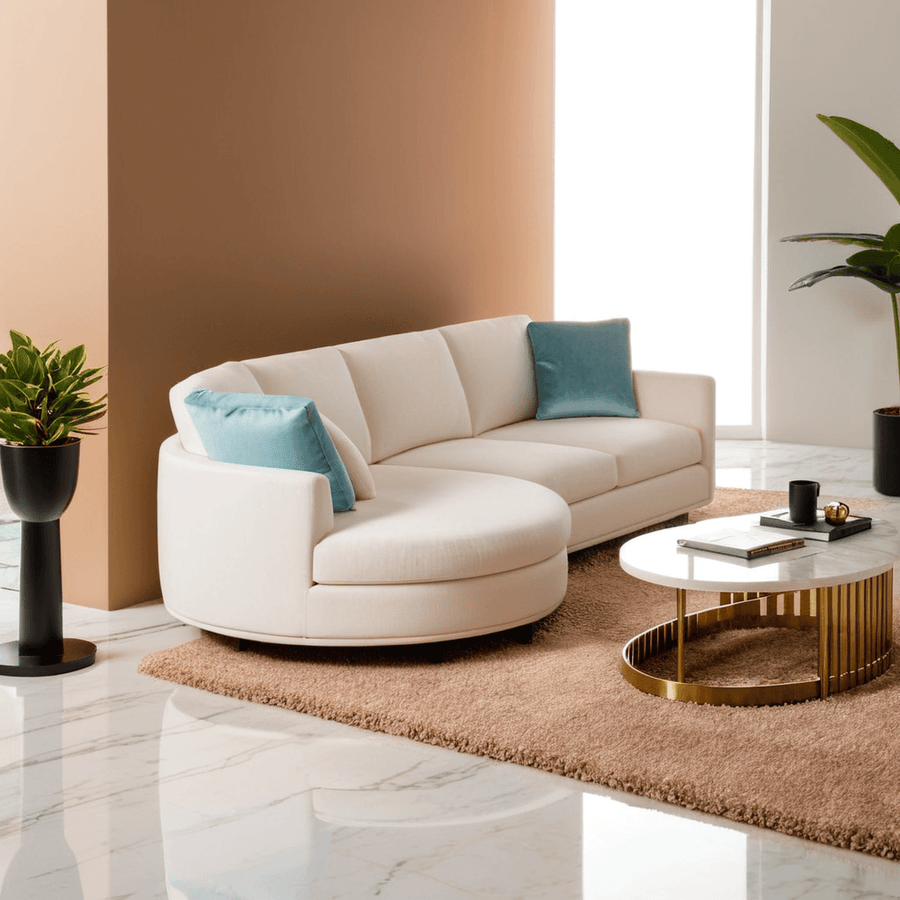 Milton Cream Fabric Sectional Sofa