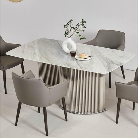 Luciana Glossy Sintered Stone Dining Table (140cm/160cm/180cm) - Maxi Home Furnishing