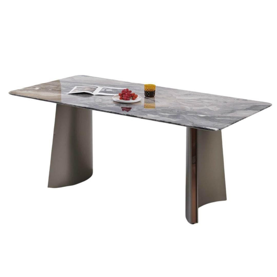 Eleticia Glossy Sintered Stone Dining Table (140cm/160cm/180cm) - Maxi Home Furnishing