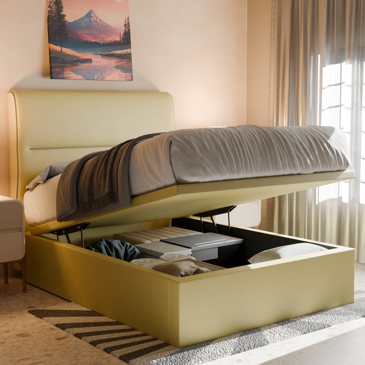 Jenner Faux Leather Storage Bed Frame