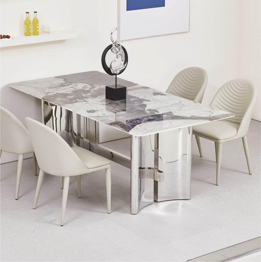 Armando Glossy Sintered Stone Dining Table - Maxi Home Furnishing