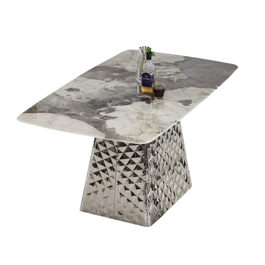 Estela Glossy Sintered Stone Dining Table (140cm/160cm/180cm) - Maxi Home Furnishing